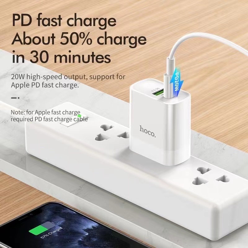 hoco-c80-set-quick-charger-pdหัวชาร์จ-สายtype-c-to-สำหรับไอโฟน-type-c-to-type-c-fast-charging-3-1a-max