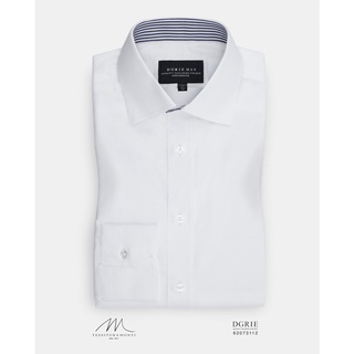 Monti: White Dot Spread Collar Shirt: เสื้อเชิ้ตสีขาวลายจุดปกป้าน