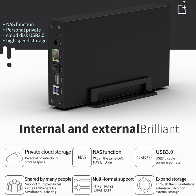 Wireless NAS Storage กล่องใส่ HDD ภายนอก 3.5 SATA USB3.0 NAS กรณี ...