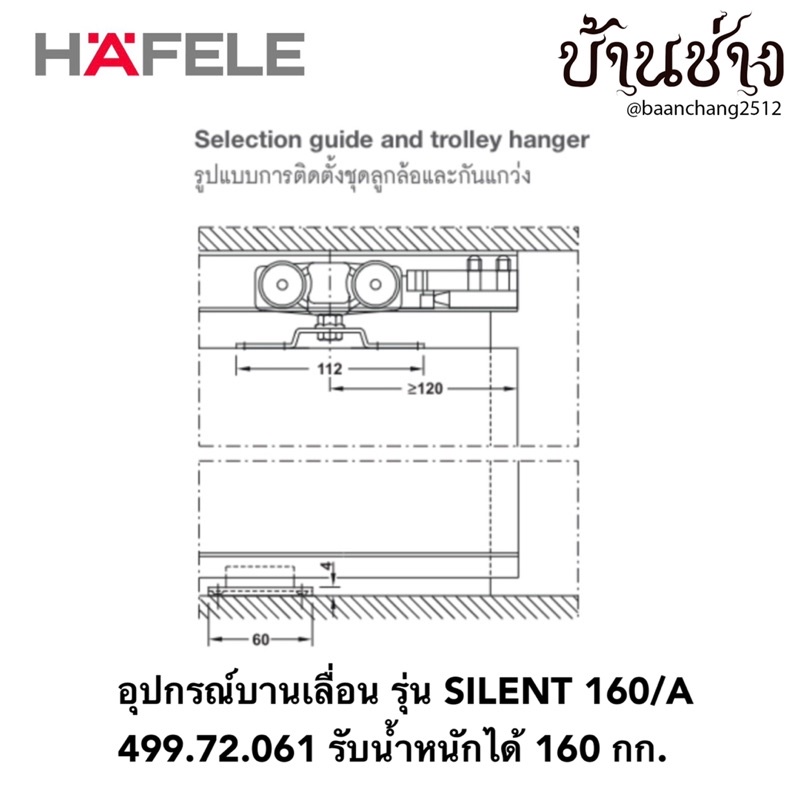 hafele-อุปกรณ์บานเลื่อน-รุ่น-silent-160-a-499-72-061-ลูกล้อบานเลื่อน