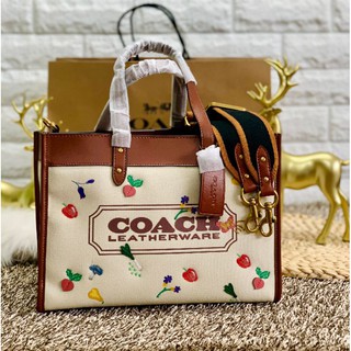 COACH FIELD TOTE 30 WITH GARDEN EMBROIDERY