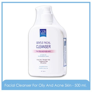 COS Coseutics Gentle Facial Cleanser For Oily &amp; Acne Skin เจลล้างหน้าสูตรอ่อนโยน สำหรับผิวผสม ผิวมัน เป็นสิว - 500 ml.