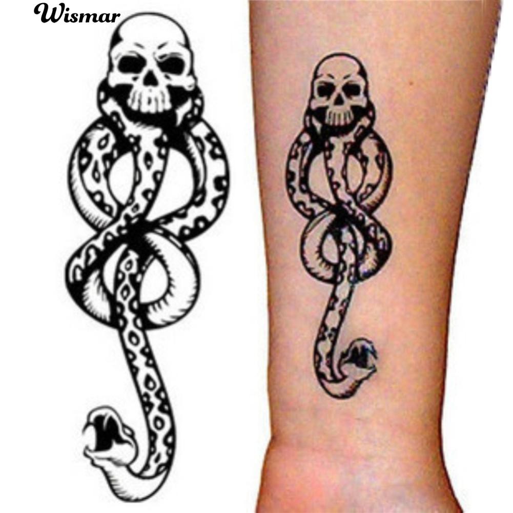 ภาพหน้าปกสินค้าฮาโลวีนแต่งกายเครื่องแต่งกายพิเศษเครื่องแต่งกาย Skull Snake Tattoos สติกเกอร์ที่น่ากลัว