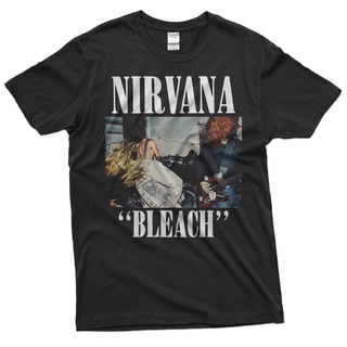 เสื้อยืดโอเวอร์ไซส์พร้อมส่ง เสื้อเชิ้ตสตรีท พิมพ์ลายวงร็อค Nirvana Bleach สีดํา คุณภาพสูงS-3XL