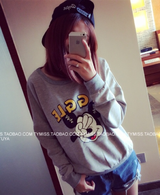 tjเสื้อยืดแฟชั่น-คอกลม-แขนยาว-ลายgiggle-สีเทา-รหัสสินค้า-pa6985-เทา