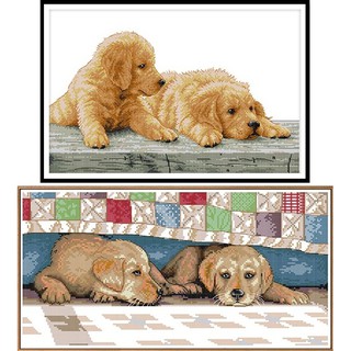 ชุดปักครอสติช น้องหมา ลูกสุนัข (Two brother cross stitch kit)