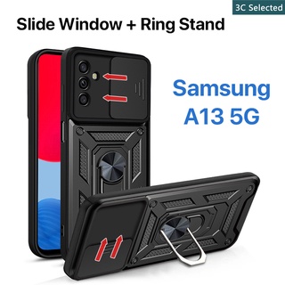 เคส Samsung A13 5G A03S A13 A23 4G A33 A53 A73 5G หน้าต่างบานเลื่อน การป้องกันกล้อง ขาตั้งแหวนโลหะ เคสแข็ง เคส Samsung A13 5G เคส Samsung A13 เคส Samsung A33 5G เคส Samsung A73 5G เคส Samsung A53 เคส Samsung A23 เคส Samsung A03S เคส