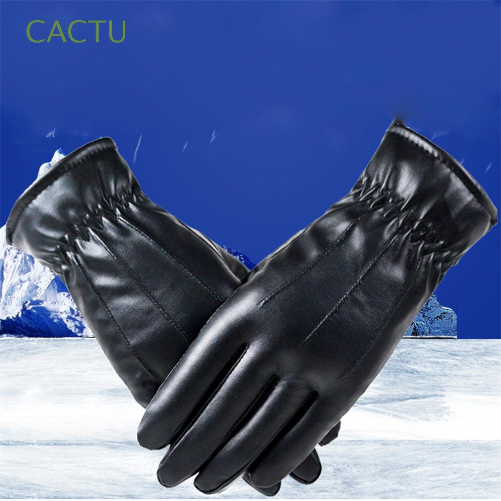 cactu-ถุงมือหนัง-pu-กันน้ำสีดำ