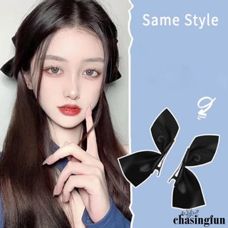 Chf- กิ๊บติดผม โบว์ กันลื่น ขนาดเล็ก สีพื้น สไตล์วินเทจ เครื่องประดับ สําหรับผู้หญิง