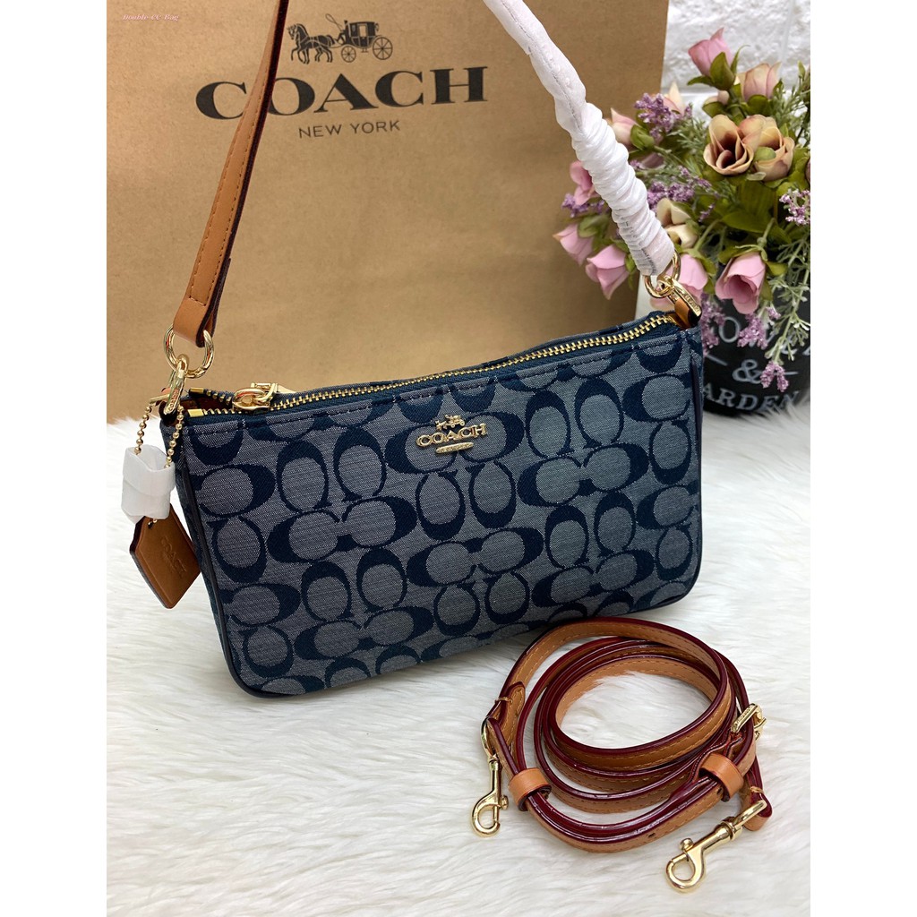 แท้-coach-chambray-handbag-shoulder-bag