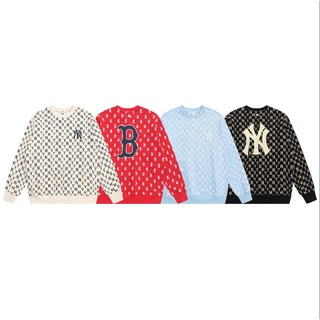 สินค้าพร้อมส่ง ! ใหม่ MLB เสื้อกันหนาวลําลอง แขนยาว ปักลายโลโก้ สําหรับผู้ชาย และผู้หญิง