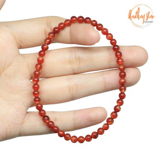 Aomthong กำไลหิน คาร์เนเลียน คาเนเลี่ยน Carnelian ขนาด 4 มม. หินคาเนเลี่ยน หินสี กำไลหินนำโชค