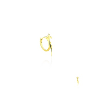 ake ake Zeuss Thunderbolt Huggie earring - Oversized - 24 Karat Gold ต่างหูห่วงฮักกี้เงินแท้ 925 ชุบทองลายสายฟ้า