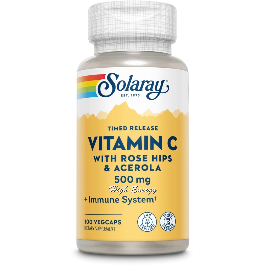 ภาพหน้าปกสินค้าSolaray, Timed Release Vitamin C With Rose Hips & Acerola, 500 mg, 100 VegCaps จากร้าน high_energy บน Shopee