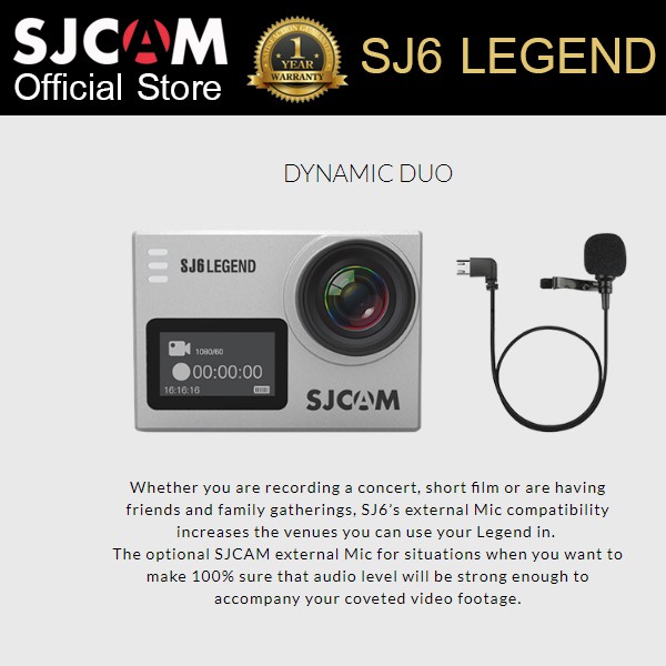 ภาพสินค้าSJCAM SJ6 LEGEND 4K 24fps 16Mp/Gyro/ExternalMIC/Touch Screen/ LCD 2.0" Action Camera ประกัน 1ปี กล้องกันน้ำ กล้องติดหมวก จากร้าน sjcam_officialstore บน Shopee ภาพที่ 3