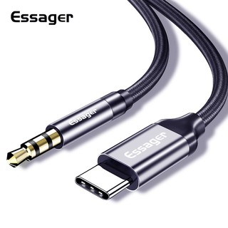 Essager Usb Type C To 3 . 5 mm Jack Male Aux อะแดปเตอร์สายสัญญาณเสียงสําหรับ Samsung S 10 S 9 Huawei Xiaomi