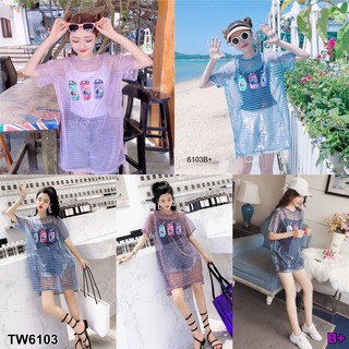 เสื้อซีทรูสกรีนรูปกระป๋อง+เสื้อสายเดี่ยว TW6103