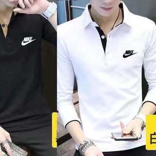 ☁ஐ✉ผู้ชายแขนยาวเสื้อยืด lapel POLO เสื้อ 2021 ฤดูใบไม้ร่วง bottoming เสื้อฤดูใบไม้ร่วงครึ่งแขน TOP TIDE ยี่ห้อเคร...