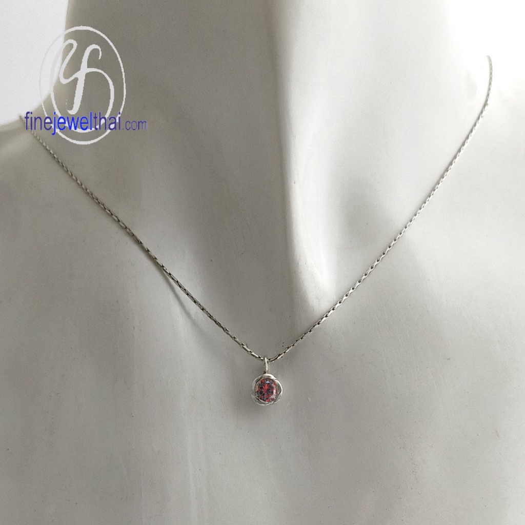 finejewelthai-จี้โกเมน-โกเมน-จี้เงินแท้-พลอยประจำเดือนเกิด-garnet-silver-pendant-birthstone-p1054gm00e