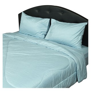 ชุดเครื่องนอน ชุดผ้าปูที่นอน 6 ฟุต 6 ชิ้น HOME LIVING STYLE MORNING สีฟ้า เครื่องนอน ห้องนอนและเครื่องนอน BED SET HOME L