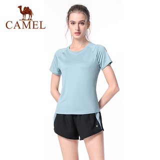 Camel ชุดกีฬา เสื้อแขนสั้น ระบายอากาศ ทรงหลวม แห้งเร็ว สําหรับออกกําลังกาย สองชิ้น