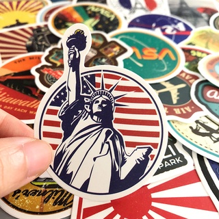 พร้อมส่ง！Travel City USA LOGO sticker vintage ticket สติกเกอร์กันน้ำรูปแบบที่แตกต่างกัน, 50 ชิ้น