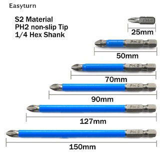 Easyturn ดอกไขควงไฟฟ้า ก้านหกเหลี่ยม แม่เหล็ก กันลื่น 1/4 นิ้ว Ph2 Th