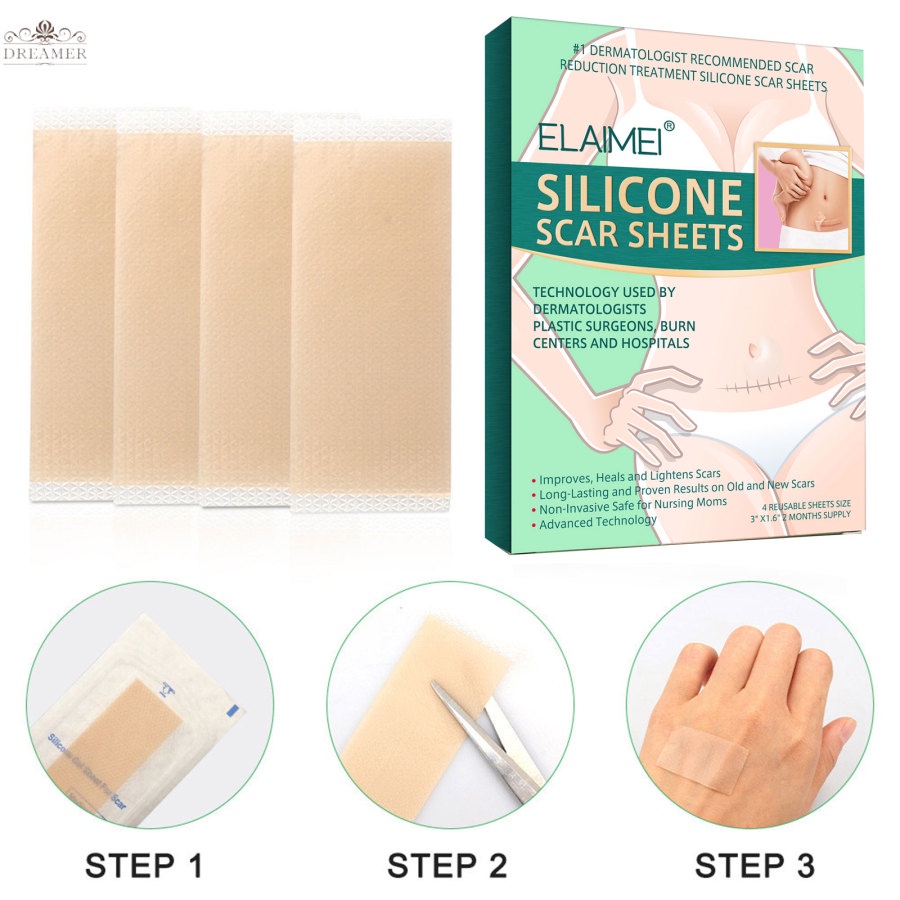 dreamer-elaimei-4pcs-box-silicone-gel-strips-patch-silicone-scar-sheets-reusable-silicone-scar-removal-patch