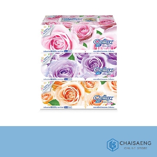 (แพ็ค 3) Cellox Purify Rosy Facial Tissue กระดาษเช็ดหน้า เซลล็อกซ์ พิวริฟาย โรซี่ กระดาษเช็ดหน้าพิมพ์ลายกุหลาบ 140 แผ่น