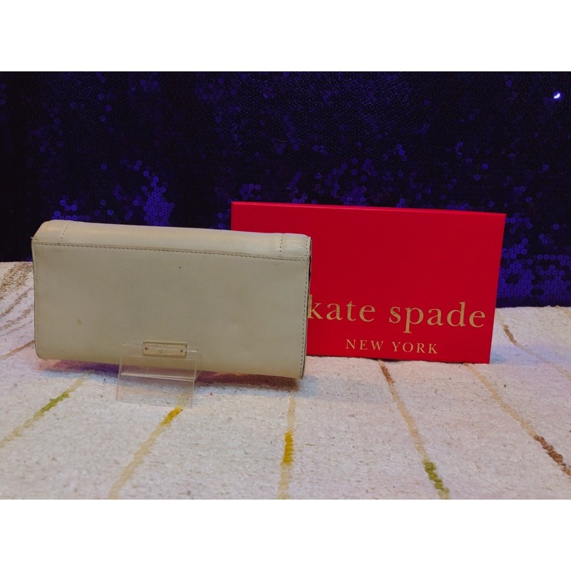 kate-spade-bow-terrace-beige-leather-long-wallet-แท้