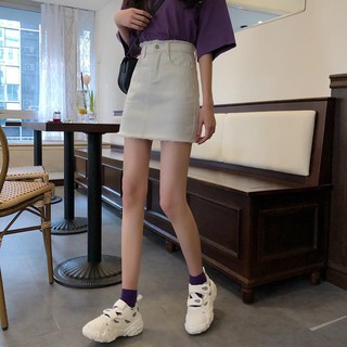 ladies skirt๑✾2020 ฤดูร้อนใหม่กระโปรงยีนส์หญิงรุ่นเกาหลีขนาดบวกอ้วนมม. ทุกการจับคู่สไตล์วิทยาลัยเอวสูงบางกระโปรงทรงเอ &lt;
