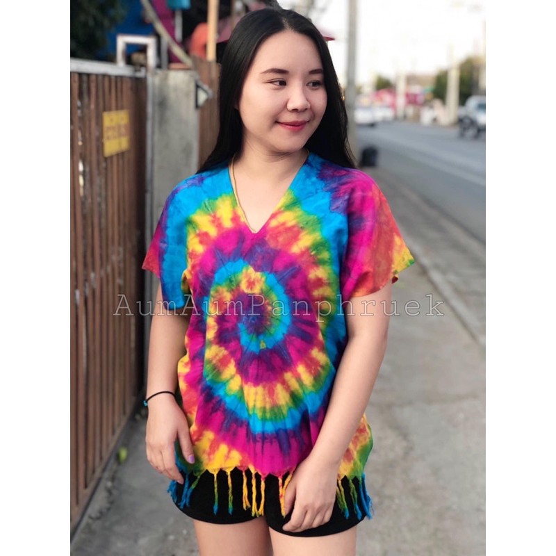 เสื้อมัดย้อมทรงกระเหรี่ยง-สีสวยสดใสตรงปก