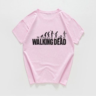 เสื้อยืดผ้าฝ้ายเสื้อท็อปพิมพ์ลายกราฟฟิค The Walking Dead สไตล์ฮิปฮอปสําหรับผู้หญิง