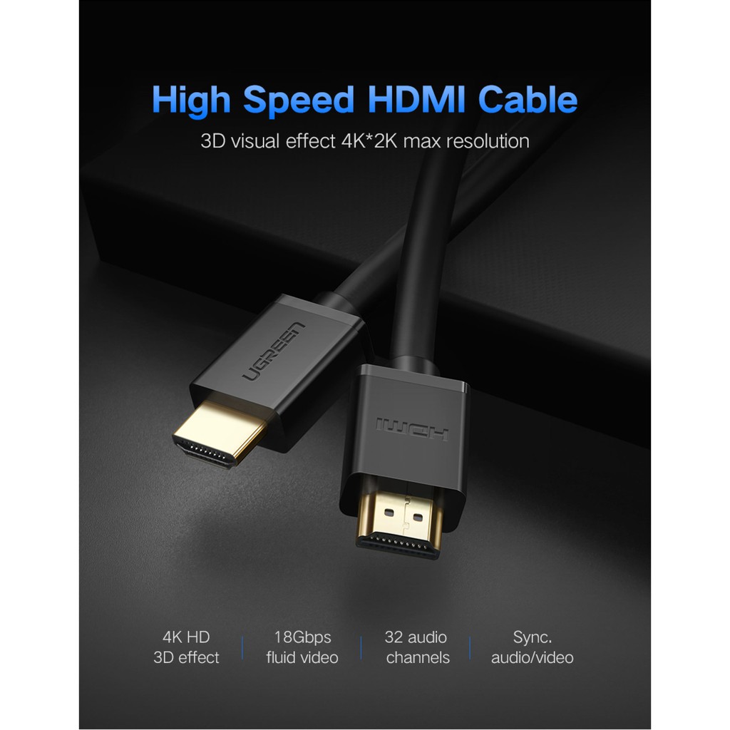 ภาพหน้าปกสินค้าUGREEN รุ่น HD104 HDMI Cable 4K สาย HDMI to HDMI สายกลม ยาว 12-20 เมตร สายต่อจอ HDMI Support 4K, TV, Monitor, Computer จากร้าน gadgetvilla บน Shopee