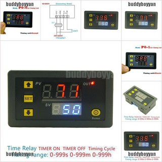 {buddyboyyan} Dc 12V 20A จอแสดงผลดิจิทัล รีเลย์หน่วงเวลา จับเวลา ขี่จักรยาน โมดูล 0-999h