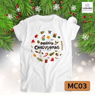 ♣♬❈เสื้อยืดคริสต์มาส เสื้อคริสต์มาส Christmas &amp; Happy new year (MC03)เสื้อยืดผู้หญิง