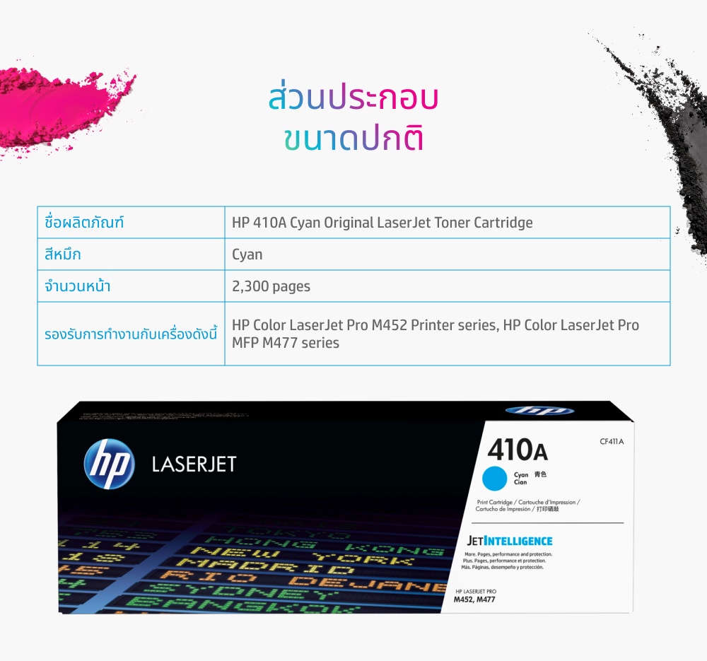 HP 410A/410X Black/Color (ตลับผงหมึกสี/สีดำ) Original LaserJet Toner ...