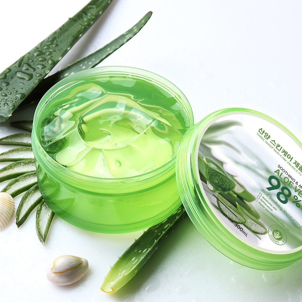 เเจลว่านหางจระเข้-aloe-vera-98-300ml-ว่านหางจระเข้-ช่วยกระชับรูขุมขน-บำรุงผิวพรรณให้ชุ่มชื้น