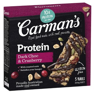 CARMANS โปรตีนบาร์ คาร์แมนส์ ดาร์ก ช็อกโกแลต แครนเบอร์รี่ ถั่วลิสง และอัลมอนด์ ปราศจากกลูเตน ชุดละ 3 กล่อง กล่องละ 5 แท