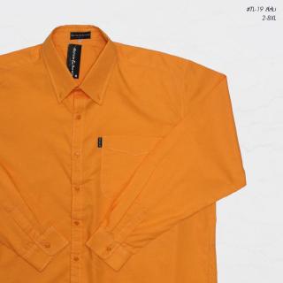 เสื้อเชิ้ตคอปก แขนยาว เสื้อผู้ชายอ้วน ไซส์ใหญ่ ผ้าออกฟอร์ด (Oxford Shirt) 2XL , 3XL , 4XL , 6XL , 8XL สีส้มสด