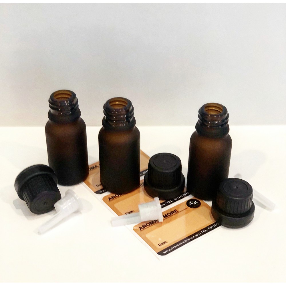 ขวดแก้วอโรมาสีชาขุ่น-ฝาเกลียวพร้อมจุกหยด-เลเบล-3ขวด-แพค-essential-oil-bottle-sandy-amber-10-30-100ml-3pcs