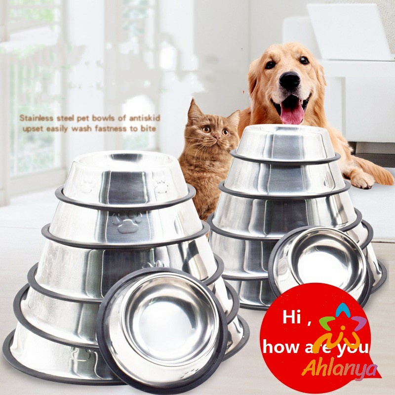 ahlanya-ชามอาหารสแตนเลส-ชามอาหารสัตว์เลี้ยง-ชามหมา-ชามแมว-stainless-steel-pet-bowl