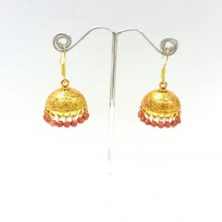 ต่างหูหินแท้การ์เน็ต ทองชุบ Natural Garnet Gold Plated Earrings