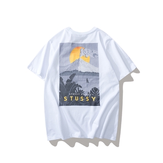 เสื้อยืดอินเทรนด์ผู้ชายอินเทรนด์ผู้หญิงStussy เสื้อยืดแขนสั้นเนื้อผ้าฝ้ายทรงหลวมสําหรับผู้หญิงS-3XL