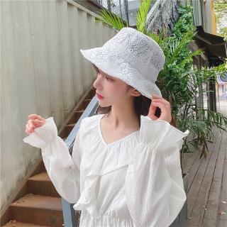 หมวกบักเก็ต แต่งลูกไม้ ลายดอกไม้ ระบายอากาศ เข้ากับทุกการแต่งกาย สไตล์เกาหลี แฟชั่นฤดูร้อน สําหรับผู้หญิง