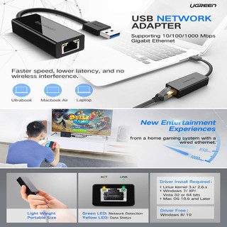 ภาพขนาดย่อของภาพหน้าปกสินค้าUGREEN ตัวแปลง USB to LAN Gigabit Network Adapter RJ45 รองรับความเร็ว 1000Mbps รุ่น CR111 จากร้าน gadgetvilla บน Shopee ภาพที่ 3