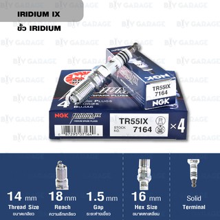 NGK หัวเทียนขั้ว Iridium TR55IX ใช้สำหรับรถยนต์ Ford Escape ,Ford Focus