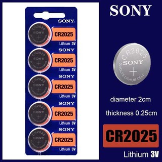 Sony ถ่านกระดุม Lithium CR2025 3V(1 แพ็ค 5 ก้อน)