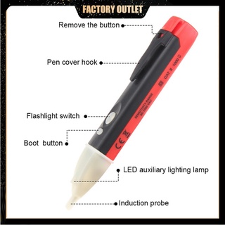 ปากกาทดสอบแรงดันไฟฟ้า AC ไฟ LED เซนเซอร์ 90~1000V