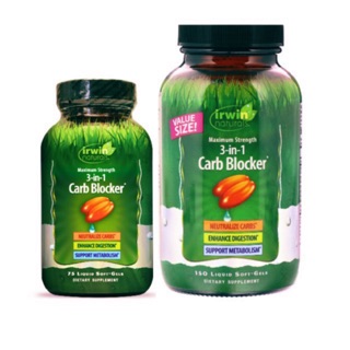 💥ของแท้นำเข้าจากอเมริกา💯🇺🇸&lt;&lt; Irwin Naturals 3-in-1 Carb Blocker, Maximum Strength, 150 Liquid Soft-Gels